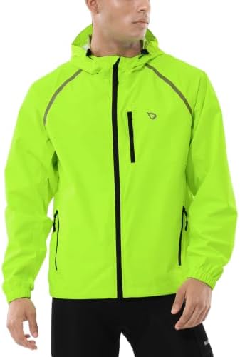 baleaf Men's Rain Jacket Waterproof Hood Lightweight Reflective Packable - Image 2