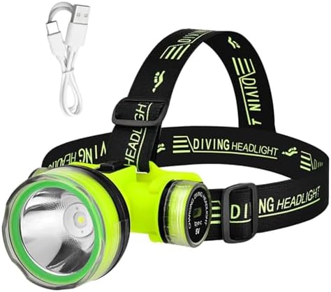 LED Headlamp – Waterproof Underwater Diving Torch, Bright Rechargeable LED Dive Light | 2-Mode Underwater Flashlight, Hands-Free Forehead Head Light for Diving, Swimming, Hiking, Camping by Unknown