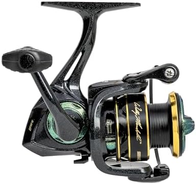 Lew’s Wally Marshall Signature Series Spinning Fishing Reel, 5+1 Bearings, Graphite Frame and Rotor, Interchangeable Retrieve, Green/Gold - Image 3