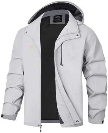 TEZO Mens Rain Jacket Waterproof with Hooded Hiking Coat Lightweight Windbreaker - Image 4