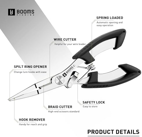 Booms Fishing H01 Small Fishing Pliers Scissors Braid Cutters Stainless Steel Fishing Tools Split Ring Pliers Hook Remover - Image 5