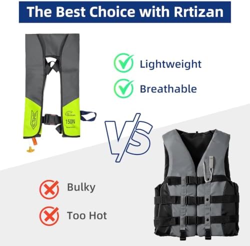 Rrtizan Manual Inflatable Life Jacket for Adults Fishing Sailing Boating - Image 2