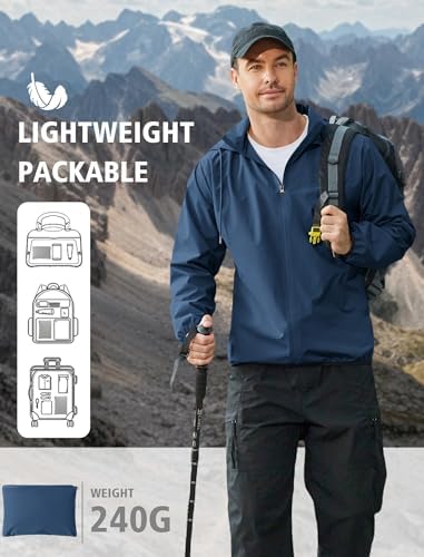 COOFANDY Men's Light Rain Jacket Packable Waterproof Raincoat Windbreaker - Image 2