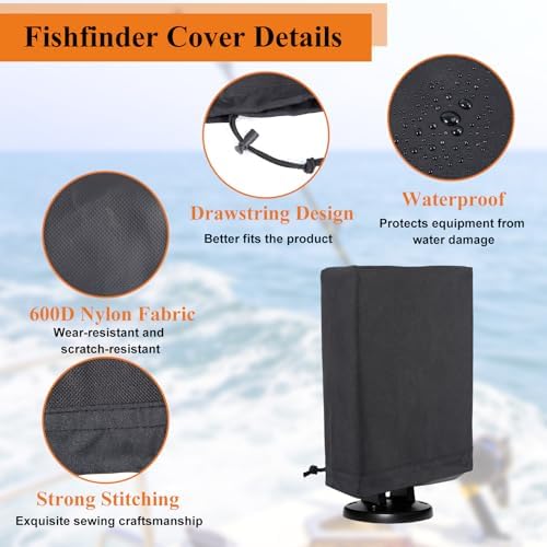 Fishfinder Cover 3-10in,Depth Finder Oxford Fabric Waterproof Protection Accessories,for Hummingbird Lowrance Models,Protects Your Screen and Device from Sun Adverse Weather Damage Fishing - Image 2