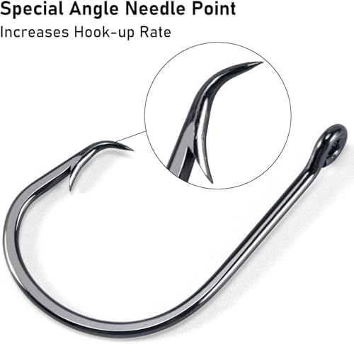 Dr.Fish 50 Pack in-line Circle Hooks Straight Shank Octopus Hooks - Image 5