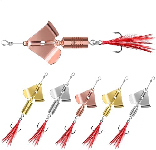 TRUSCEND Swim or Jig Fishing Spinner Baits for Freshwater and Saltwater, Rooster Tail Fishing Lures for Trout Bass Walleye Crappie Salmon Pike, Blade Bait with Copper Blade by TRUSCEND