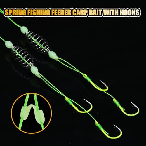 Fishing Spring Feeder Rigs, Ready-to-Use Double Hook Bait Cage Fishing Tackle, Anti-Tangle Spring Bait Cage Rig for Carp Catfish Fishing - Image 5
