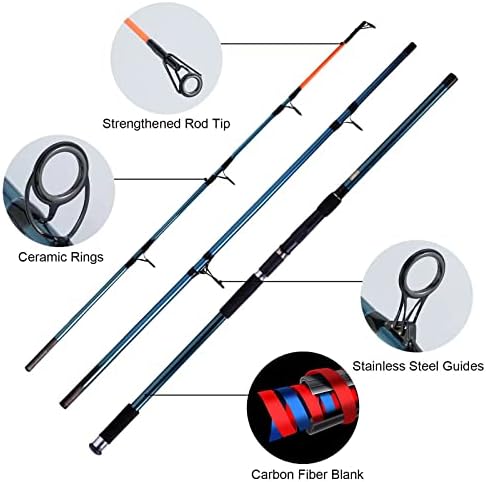 Dr.Fish Surf Fishing Rod and Reel Combos Saltwater Fishing Gear Set 12ft Surf Rod 10000 Reel Offshore Inshore Casting Pole Beach Casting Spinning Pole Kit Equipment Set Striper Pompano Flounder - Image 4
