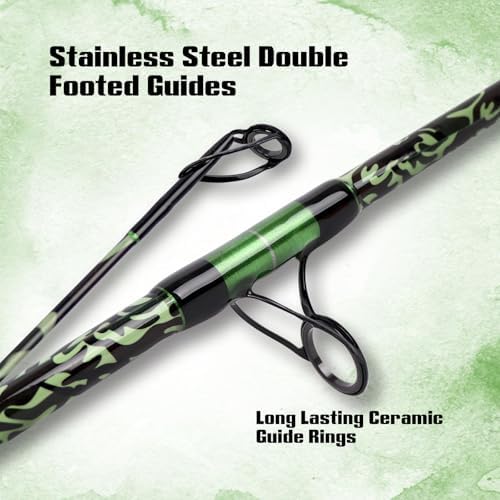 Fiblink Surf Fishing Rod,Carbon Fiber Spinning Beach Surf Rod,2Piece/3Piece/4Piece Travel Fishing Rod,Green Camouflage Pattern Design,Surf Fishing 9'6"/10'/12'/15' - Image 3