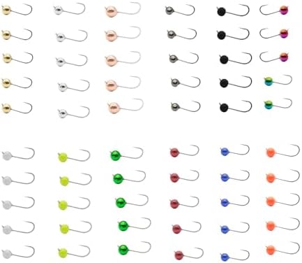 ALICHINO Tungsten Fly Tying Jig Heads for Fly Fishing Small Round Ball Crappie Jig Heads Tungsten Nano Jigs Kit Tungsten Beads with Hook by ALICHINO