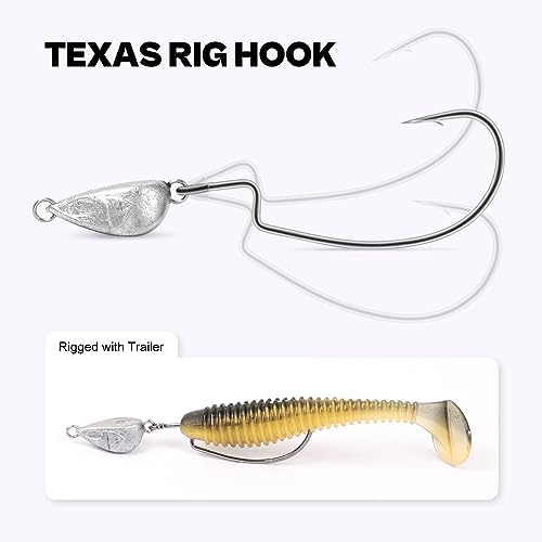 OJY&DOIIIY Weighted Texas Rig Hooks, Weedless Swimbait Jig Heads for Bass Fishing 1/8 3/16 1/4 3/8oz - Image 2