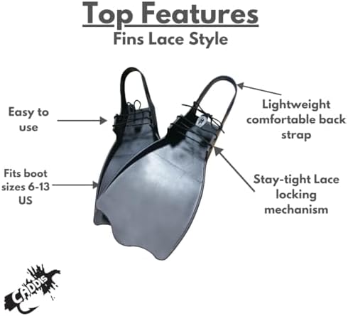 Wading Fins for Float Tube Fishing - Standard Lace Style and Elite Buckle Style Angling Fins for Float Tube Fishing - Fits Boot Sizes 6-13 (Made by Caddis Sports) - Image 2