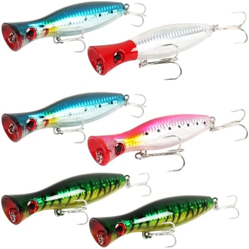 Large Top Water Popper Lure: 2pcs 3D Eyes Tuna Popper Saltwater Fishing Lures for Surf Fishing Gt Tuna Kingfish Large Predator Fish by Vefungyan