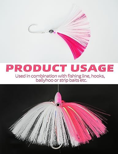BLUEWING Sea Trolling Lures with Lead Head Saltwater Fishing Witches Big Game Ballyhoo Skirt for Tuna, Wahoo, Sailfish, Mahi Mahi 1oz, 2oz, 4oz, 6oz, 8oz - Image 6