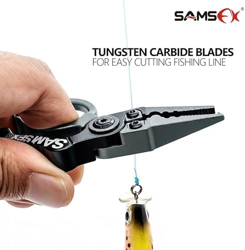 SAMSFX Mini Fishing Pliers with Fly Fishing Zinger Retractor, Fish Hook Remover Tool, Split Ring Pliers for Saltwater & Freshwater, Tungsten Carbide Cutters, Fishing Gear Gift for Anglers - Image 4