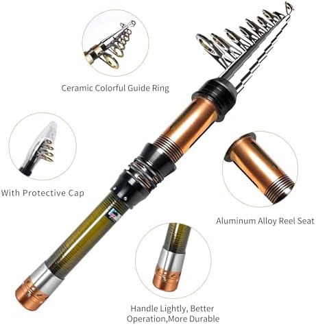 Fishing Pole Kit, Carbon Fiber Telescopic Fishing Rod and Reel Combo with Spinning Reel, Line, Bionic Bait, Hooks and Carrier Bag, Fishing Gear Set for Beginner Adults - Image 2