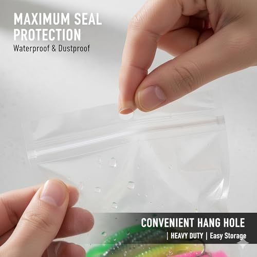 100 Pack Soft Plastic Baits Bags 6.7"x5.5" | Heavy-Duty Clear Lock Zipper Lure Packaging Bags - Leakproof Double-Sealed Zipper Storage for Soft Plastic Lures & Fishing Gear | Multiple Sizes - Image 5