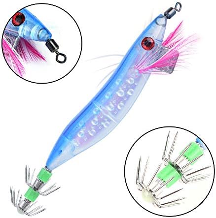 5Pcs Squid Jig, Hard Plastic Sinking Fishing Lure, Sinking Jig Hooks for Cuttlefish Octopus Night Saltwater Fishing - Image 7