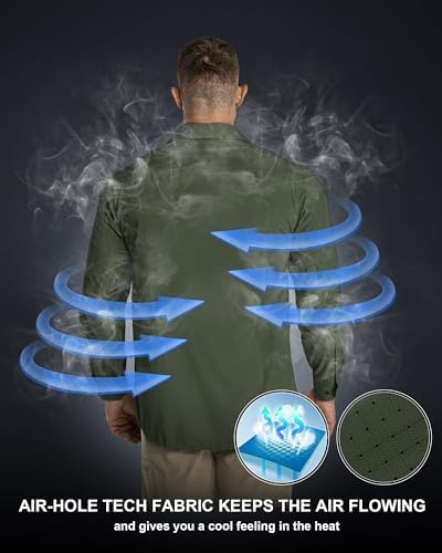 33,000ft Men's Long Sleeve Sun Protection Shirt UPF 50+ UV Quick Dry Cooling Fishing Shirts for Travel Safari Camping Hiking - Image 2