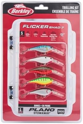 Berkley Flicker Shad Fishing Lure Trolling Pack, Size 7, 5-Pack, Size, Profile and Dive Depth Imitates Real Shad, Equipped with Fusion19 Hook, Includes Plano ProLatch 3600 Storage Case - Image 2
