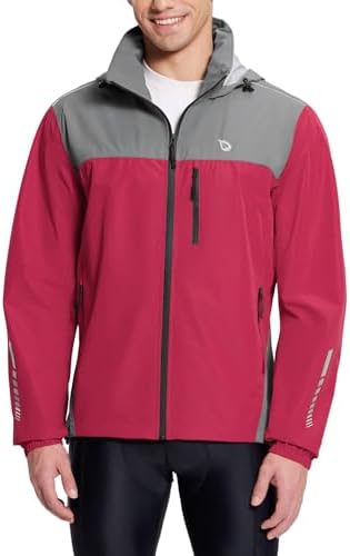 baleaf Men's Rain Jacket Waterproof Hood Lightweight Reflective Packable - Image 2