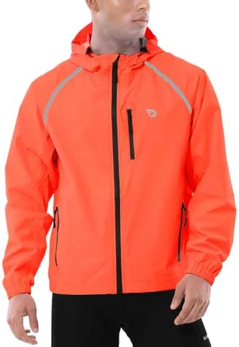 baleaf Men's Rain Jacket Waterproof Hood Lightweight Reflective Packable - Image 2