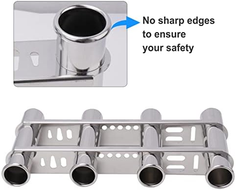 Fishing Rod Holder for Boat, Vertical Wall Mounted Fishing Rod Rack, Stainless Steel Rod Holder for Marine Boat,Fishing Boat, Truck (4 Tubes Upgrade) - Image 4