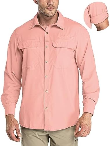33,000ft Men's Long Sleeve Sun Protection Shirt UPF 50+ UV Quick Dry Cooling Fishing Shirts for Travel Safari Camping Hiking by 33000ft