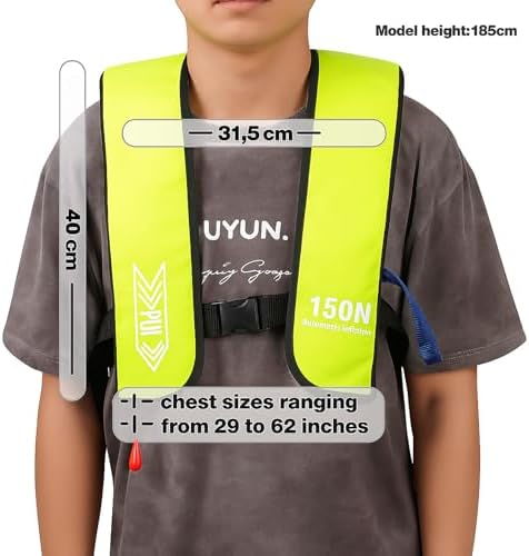Inflatable-Life-Jacket| Lightweight Life-Vest for Adults| Automatic Inflatable-PFD| Supports up to 300 lbs - Image 2