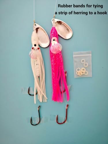 King COHO Humpy Sockeye Salmon Stealhead Squid Skirt Spinner Hoochie Lure UV Gill Double Hooks for Trolling Fishing - Image 3