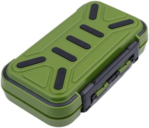 Mini Fishing Lure Box, Floating Storage Box, Double-Sided Small Fishing Box with Adjustable Dividers Organizer Making Kit Container for Lure Hook Beads Earring Tool (Green) by KEESHINE