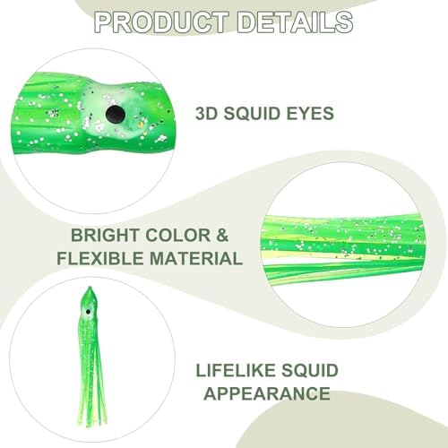 Fishing Squid Skirts, Glow Soft Plastic Trolling Lures Luminous -Fitting for (Bass/Trout/Salmon/Saltwater/Fishing Bait) - Image 3