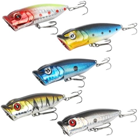 Large Top Water Popper Lure: 2pcs 3D Eyes Tuna Popper Saltwater Fishing Lures for Surf Fishing Gt Tuna Kingfish Large Predator Fish by Vefungyan