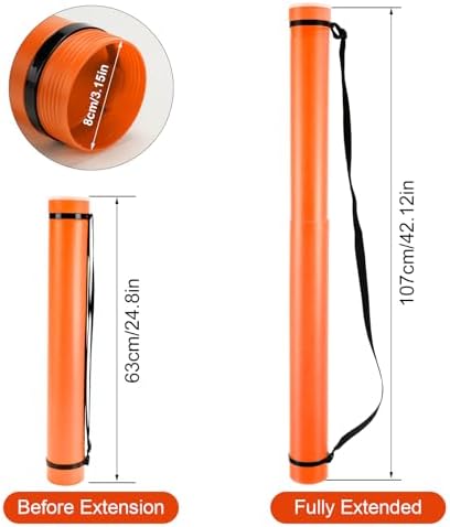 DEWEL Poster Tube, Waterproof Poster Holder Plastic Expandable Poster/Art/Document Storage Tube 24.5" to 40", Adjustable Poster Storage Blueprint Holder with Carrying Strap (Orange-Large Size) - Image 2
