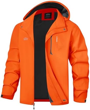 TEZO Mens Rain Jacket Waterproof with Hooded Hiking Coat Lightweight Windbreaker - Image 4