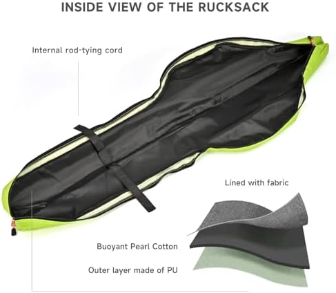 LEOFISHING Portable Folding Water-Resistant Fishing Pole Bag 45cm/17.7in 120cm/47.2in Shock-Resistant Fishing Pole Carrier Case Store up to 2-3 Fishing Rod with Reel and Gears - Image 4