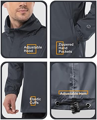 Outdoor Ventures Men's Rain Jacket Waterproof Lightweight Packable Pullover - Image 5
