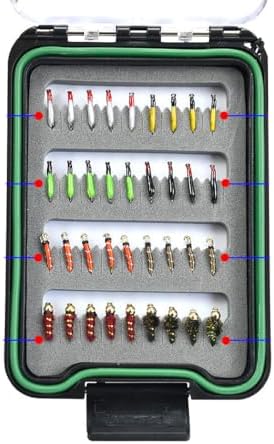Pack of 36Pcs/Box Trout Fishing Flies Collection Dry Wet Nymph Streamers Fly Assortment with Box Flyfishing Fly Lures by Unknown