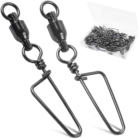 AGOOL Fishing Swivels Snaps Ball Bearing Swivels with Coastlock Snaps Stainless Steel Fishing Tackle Line Lure Leader Connector Quick Change Terminal Tackle for Lures, Leaders and Rigs by AGOOL