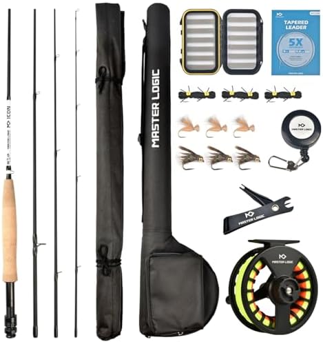 Fly Fishing Combo Starter Kit, Graphite Rod and Reel with Case by MASTERLOGIC