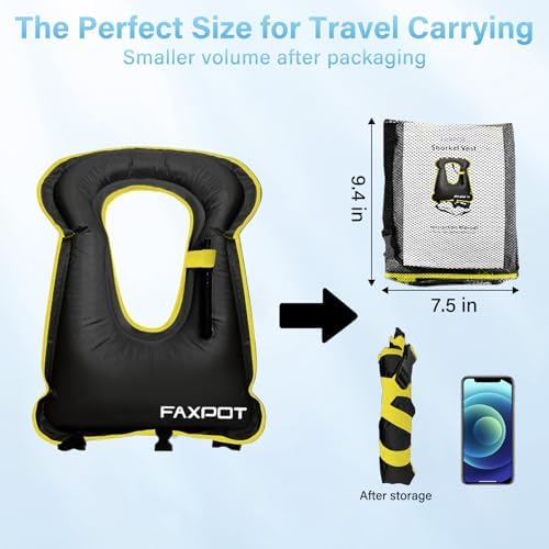 Snorkel Vest, Adults Portable Kayaking Buoyancy Inflatable Swim Vest Jackets, Diving Surfing Adjustable Snorkeling Vest Swimming Jacket for Outdoor Water Sports Fun Safety - Image 5