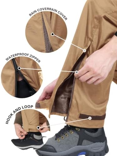 iCreek Men's Rain Pants Waterproof Breathable Lightweight Rain Over Pants - Image 5