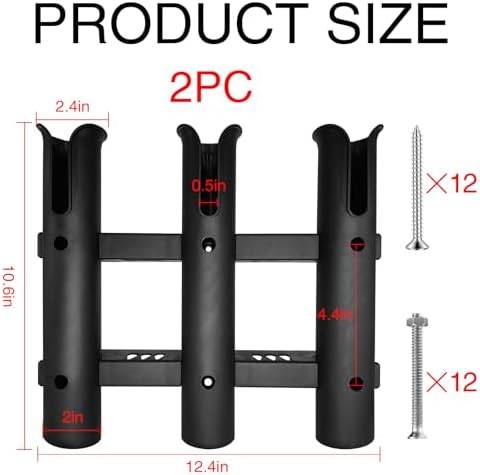 2Pcs Fishing Rod Holder Bracket Tube,3-Pole Side Mount Rod Holder with Screws Portable Boat Rod Rack Tube for Garage Wall Mounted Fishing Boat Golf Cart Cooler ATV Trailer - Image 2