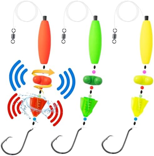 3Pcs/6Pcs Catfish Fishing Rigs Ready Kit，2 in 1 Rotating rattles/Double Rattles Beads, Float Rigs Tackle Santee Rig Peg Catfish，Free Adjustment in freshwter and Saltwater by Unknown