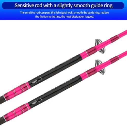 5.6' Travel Slow Jigging Rod 2-Piece Pink Offshore SpinCast 2.8-4.2oz 4-8PE - Image 5