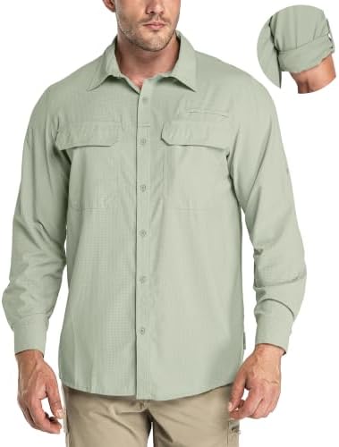 33,000ft Men's Long Sleeve Sun Protection Shirt UPF 50+ UV Quick Dry Cooling Fishing Shirts for Travel Safari Camping Hiking by 33000ft