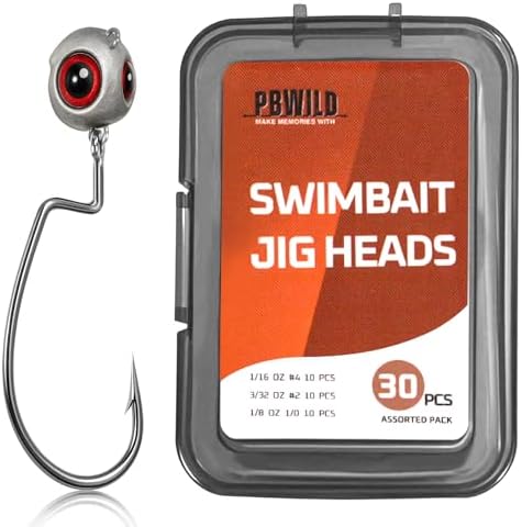 30/10Pcs Swimbait Jig Heads, Swing Head Jig, Texas Rig Compatible by PBWILD
