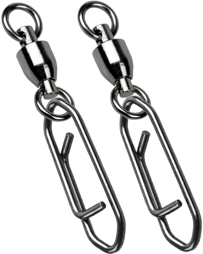 AMYSPORTS High Strength Snap Swivels Stainless Bearing Rolling Fishing Swivel Freshwater Snap Swivels Fishing Clip Steel Black Nickel by AMYSPORTS