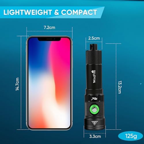 WINDFIRE DF180 Dive Light Rechargeable High Lumen Scuba Diving Flashlight - Image 2