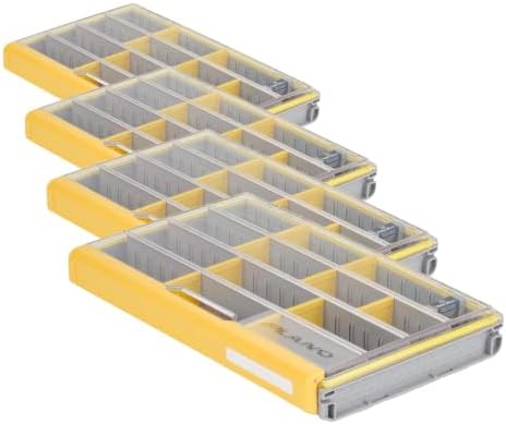 Plano EDGE 3700 Premium Tackle Utility Box, Gray and Yellow, Stackable Organizers, Waterproof, Rust-Resistant Bait and Tackle Storage, Standard (Pack of 4) by PLANO%C2%AEOutdoors